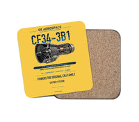 Thumbnail for CF34-3B1 design on yellow 1 piece coaster