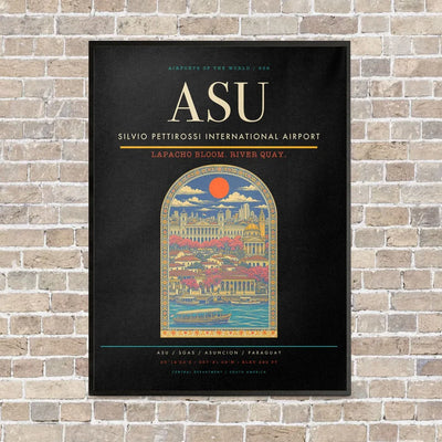 Silvio Pettirossi International Airport ASU - Canvas Framed - Black