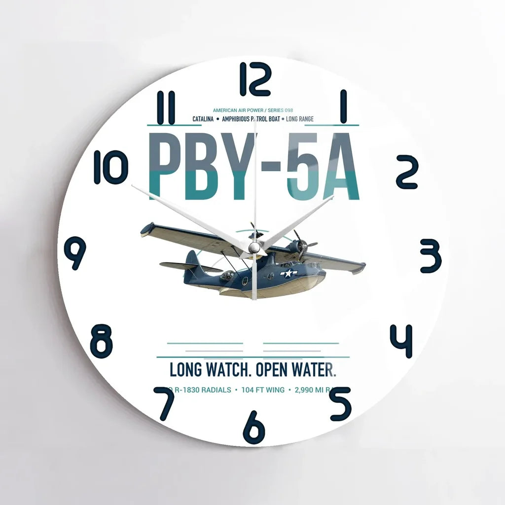 PBY-5A Catalina design on white no frame wall clock