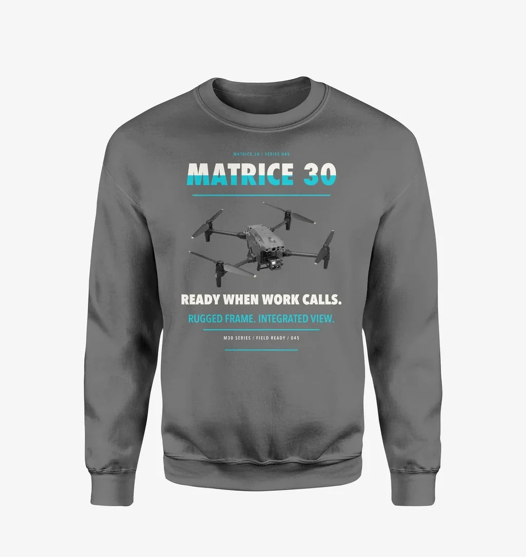 DJI Matrice 30 design on gray sweatshirt