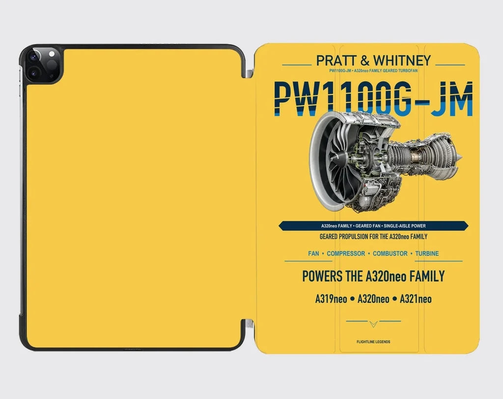 PW1100G-JM design on yellow ipad tablet case