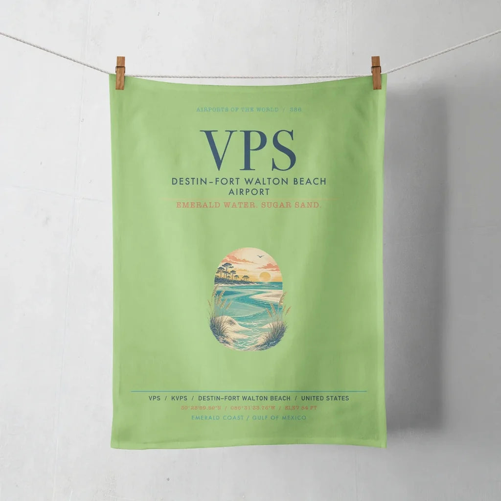 Destin Fort Walton Beach Airport (VPS) design on light green towel