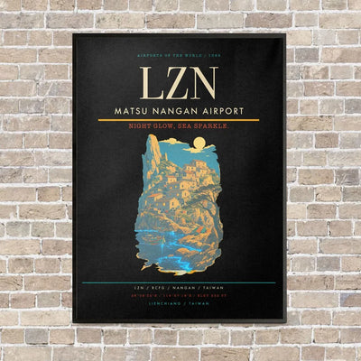Matsu Nangan Airport LZN vertical canvas print - framed - black background
