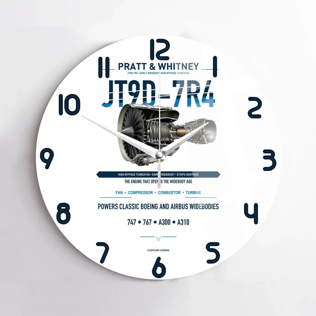 JT9D-7R4 design on white no frame wall clock