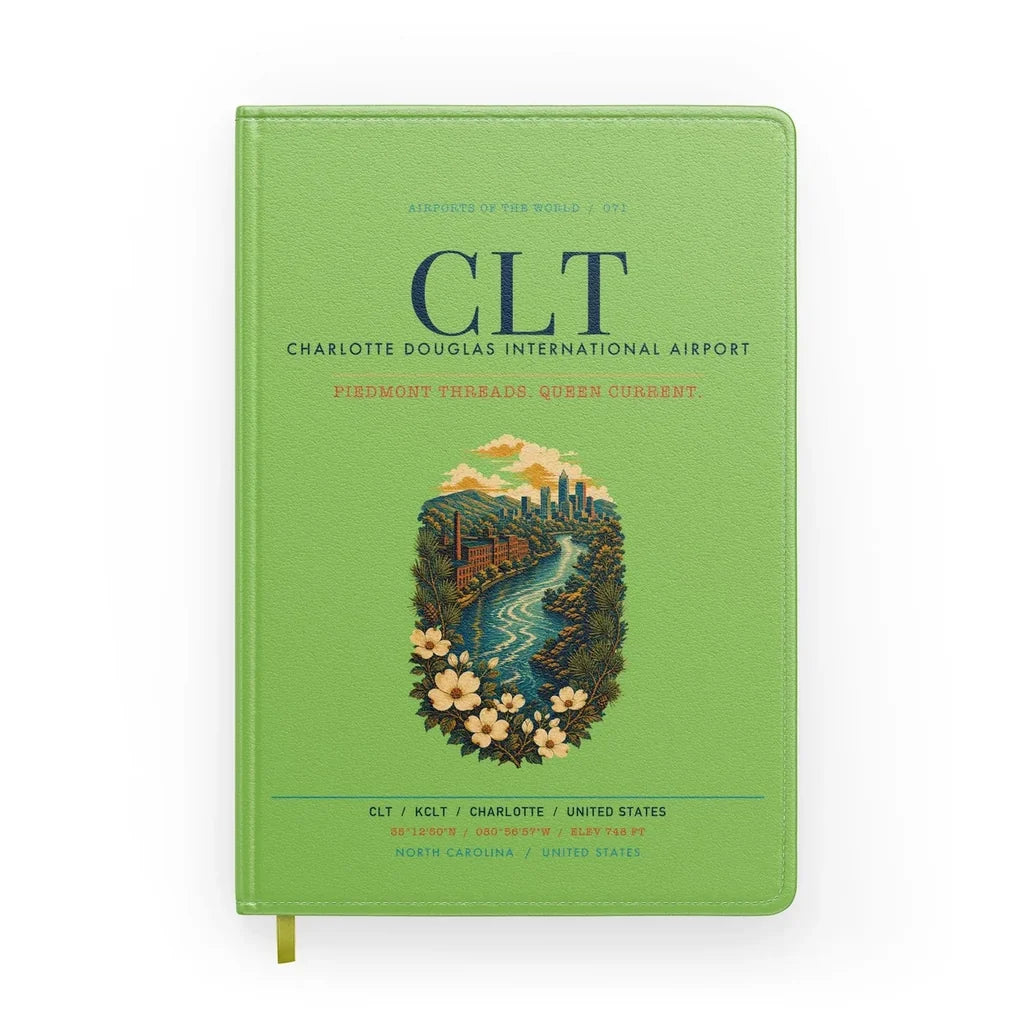 Charlotte Douglas International Airport (CLT) design on light green notebook