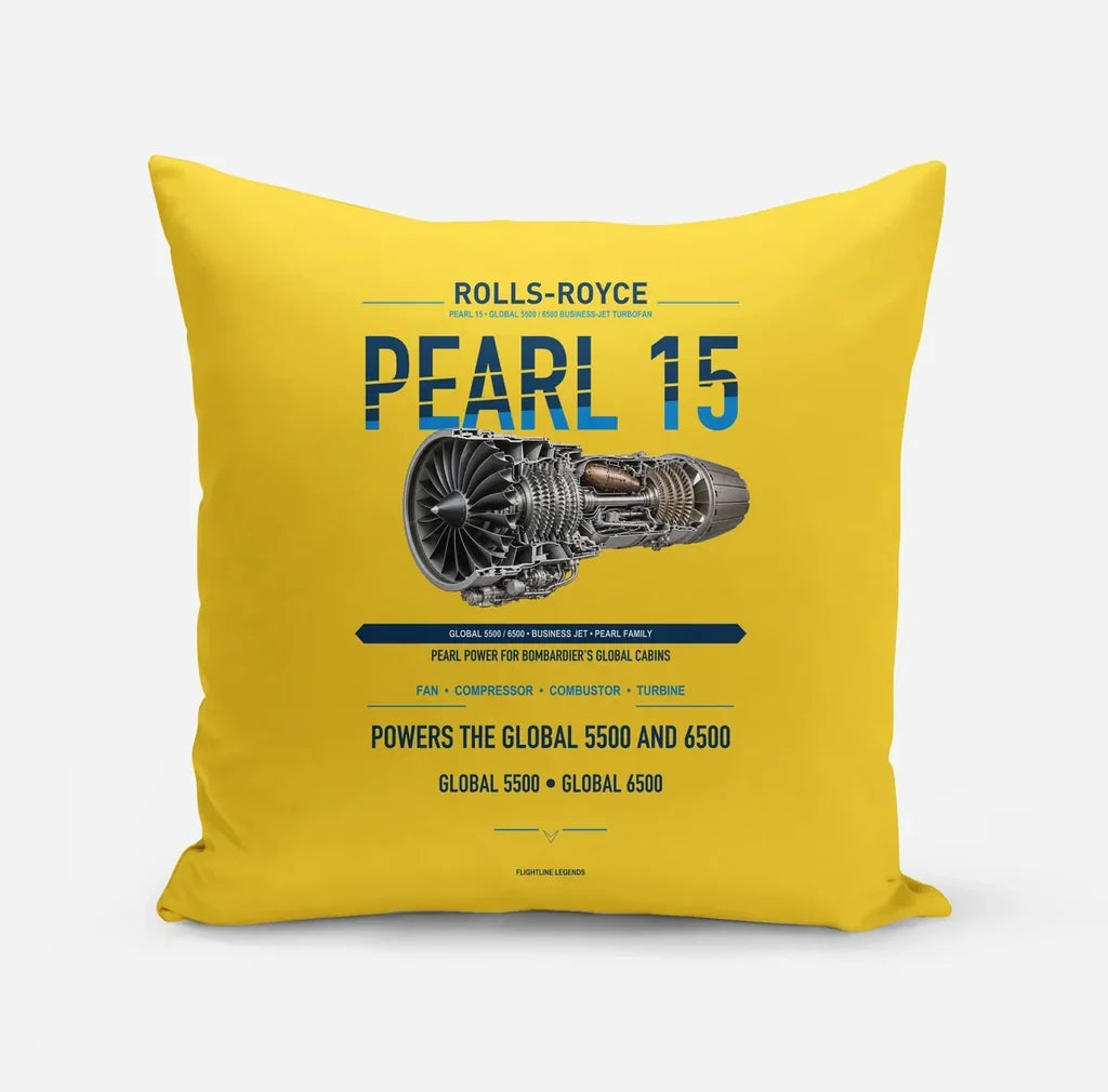 PEARL 15 design on yellow pillow