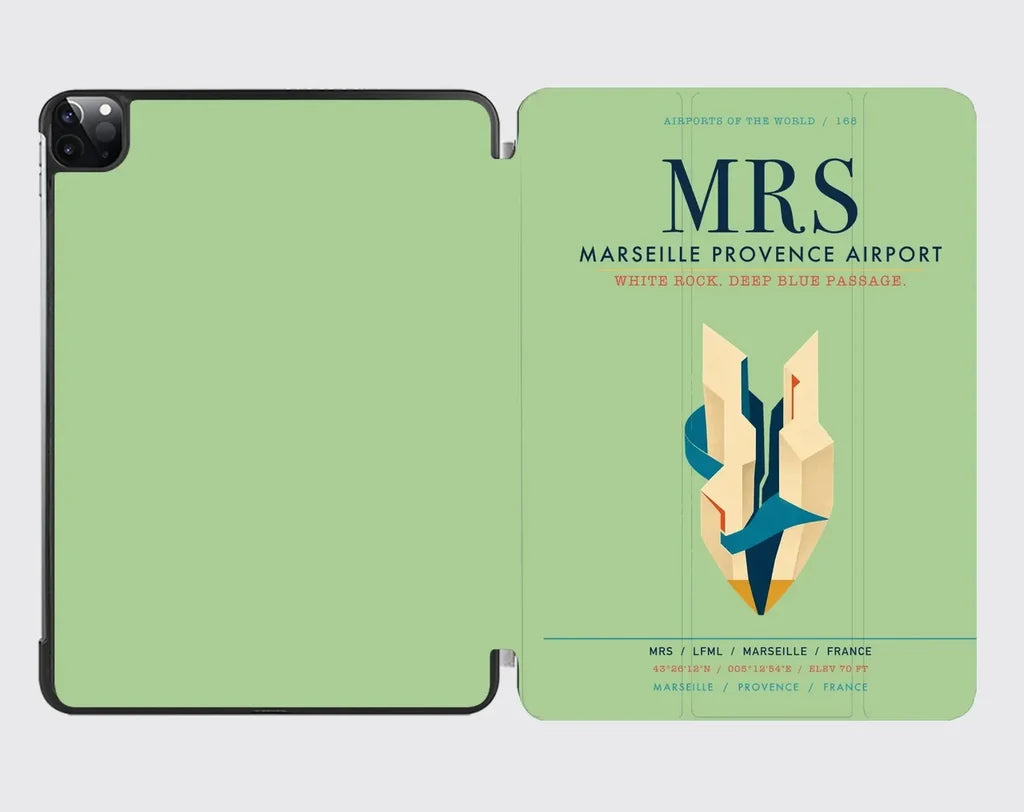 Marseille Provence Airport (MRS) design on light green ipad tablet case