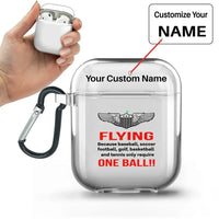Thumbnail for Flying One Ball AirPods transparent case - With Buckle +Name