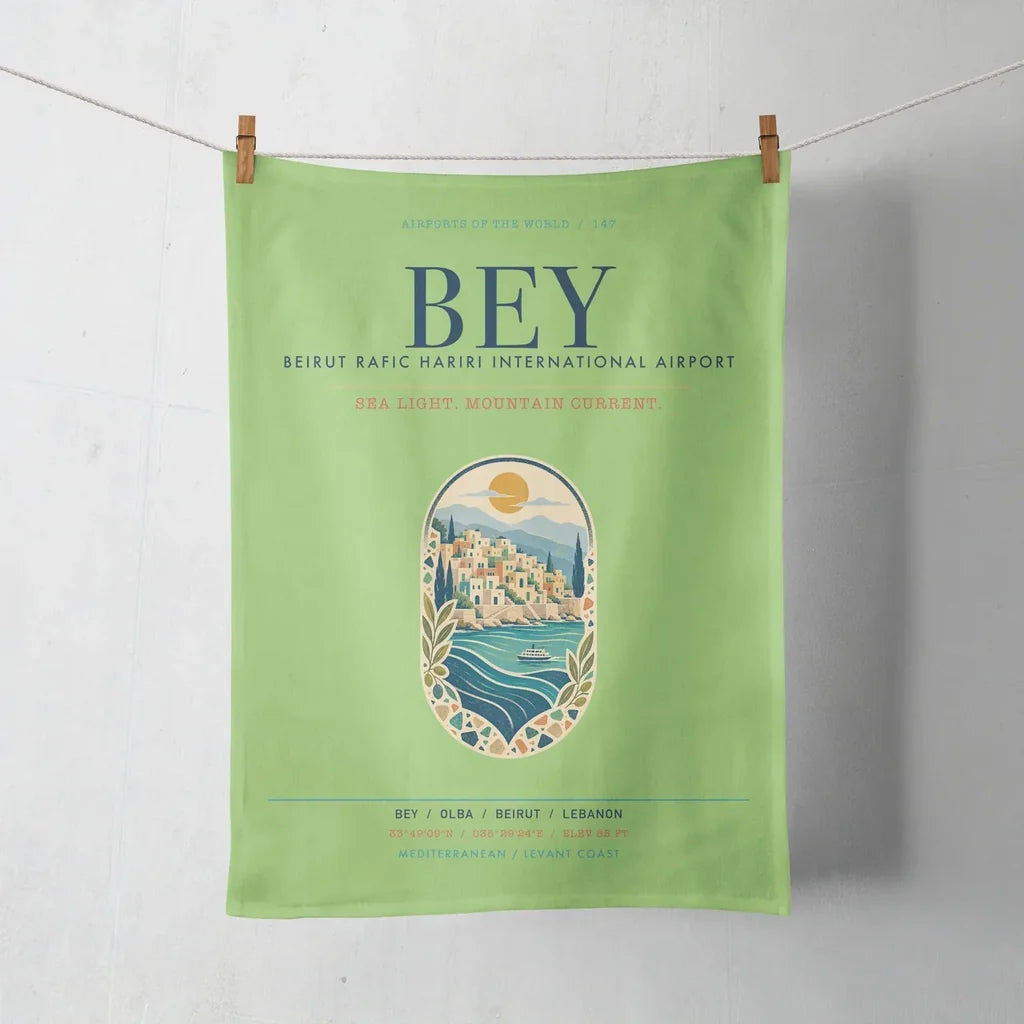 Beirut Rafic Hariri International Airport (BEY) design on light green towel