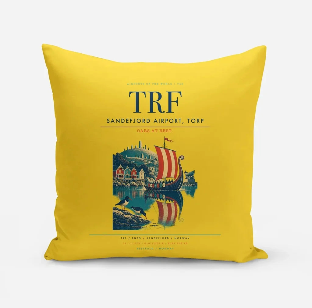Sandefjord Airport, Torp (TRF) design on yellow pillow