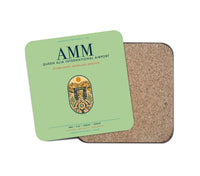 Thumbnail for Queen Alia International Airport (AMM) design on light green 1 piece coaster
