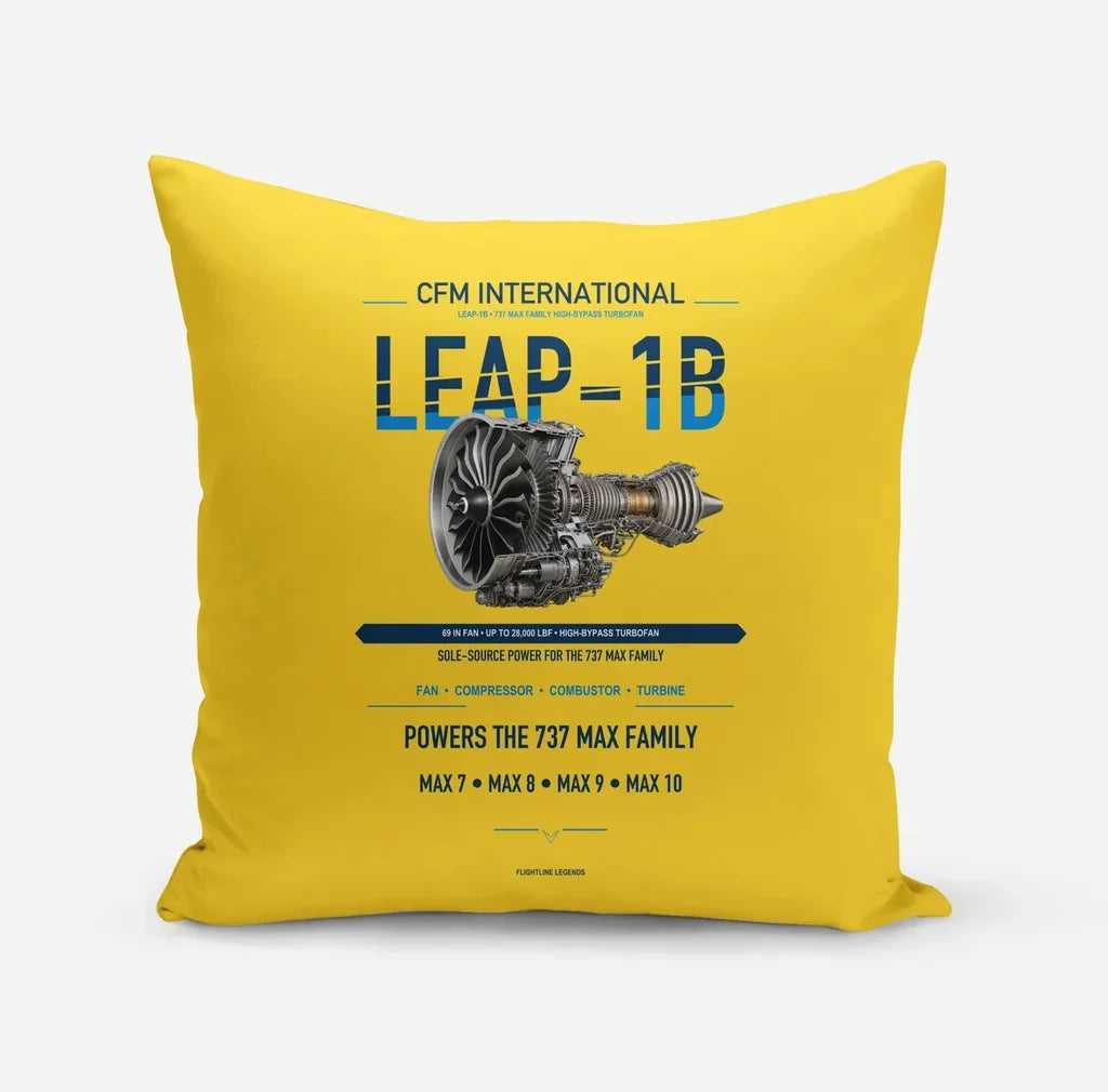 CFM LEAP-1B design on yellow pillow