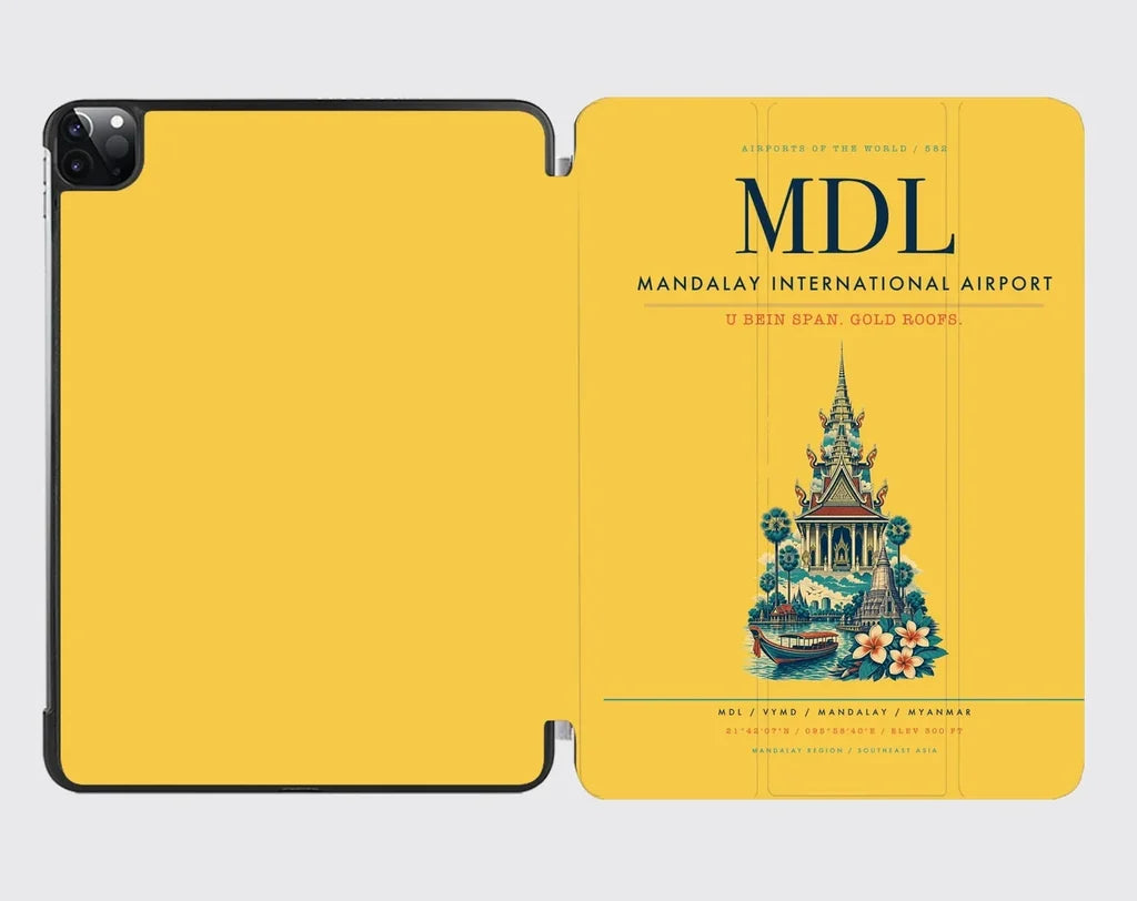 Mandalay International Airport (MDL) design on yellow ipad tablet case
