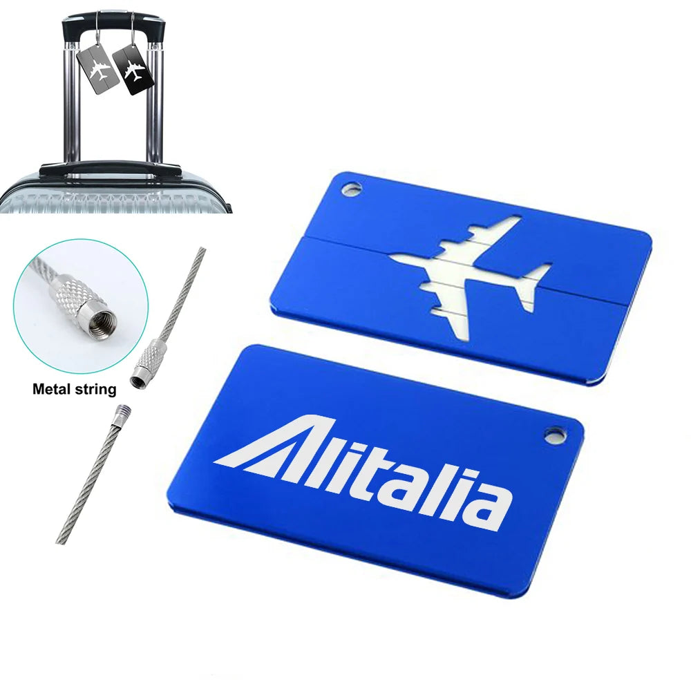 Alitalia Airlines Aluminum Luggage tag in blue