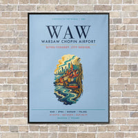 Thumbnail for Warsaw Chopin Airport WAW vertical canvas print - framed - light blue background