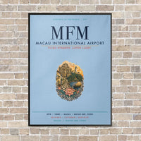 Thumbnail for Macau International Airport MFM vertical canvas print - framed - light blue background