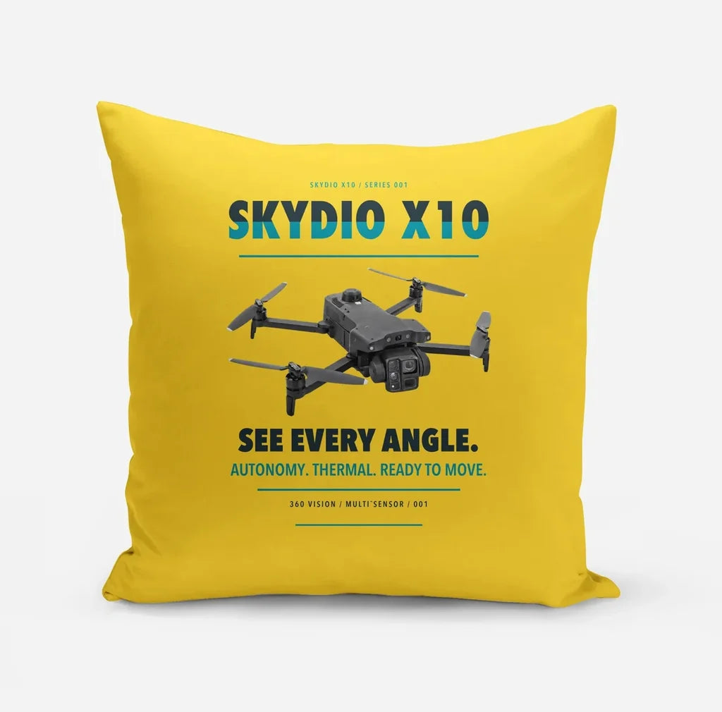 Skydio X10 design on yellow pillow