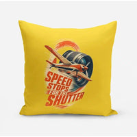 Thumbnail for Speed Stops For The Shutter design on yellow pillow