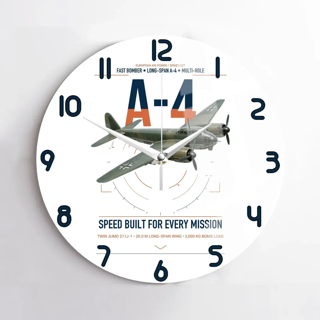 Junkers Ju 88A-4 design on white no frame wall clock