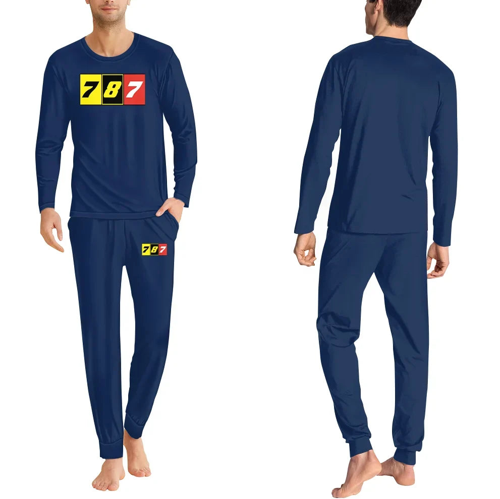 Flat Colourful 787 men pajamas - Dark Blue