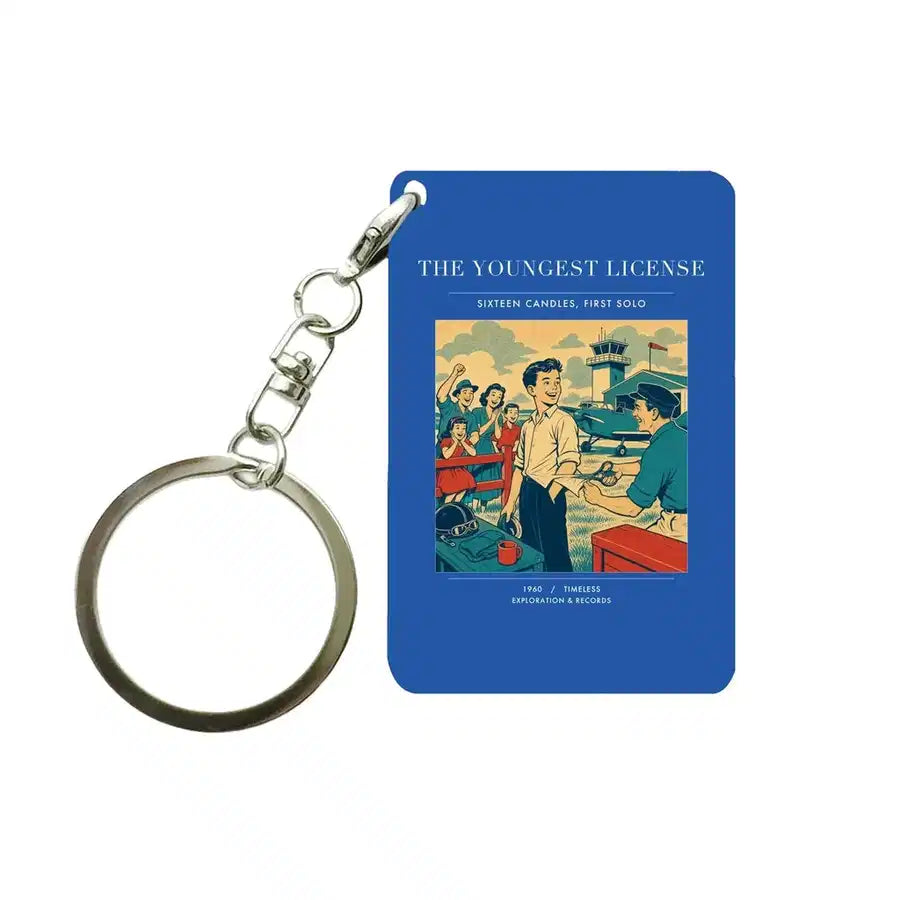 VINTAGE G4298 - The Youngest License - Designed Key Chain design on blue