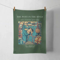 Thumbnail for VINTAGE G4235 - The Pony In The Hold - Designed Towels design on darkgreen