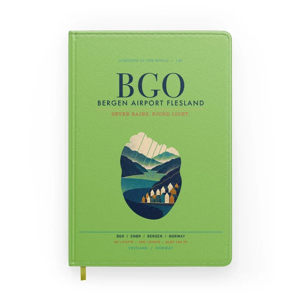 Bergen Airport Flesland (BGO) design on light green notebook
