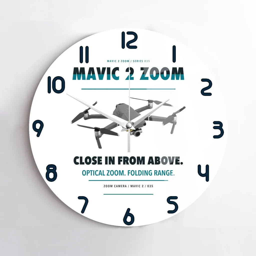 DJI Mavic 2 Zoom design on white no frame wall clock