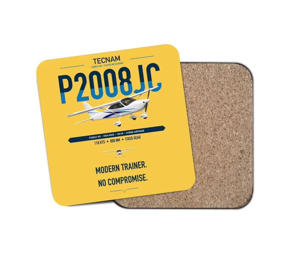Tecnam P2008JC NG design on yellow 1 piece coaster
