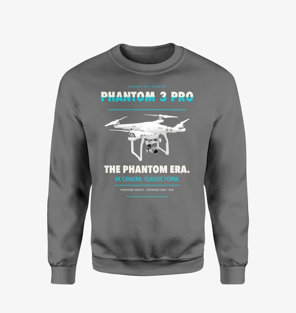 DJI Phantom 3 Professional design on gray sweatshirt
