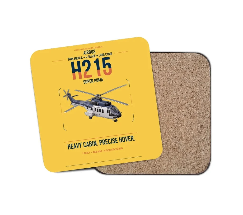 Airbus H215 design on yellow 1 piece coaster