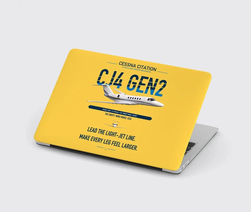 Cessna Citation CJ4 Gen2 design on yellow MacBook case