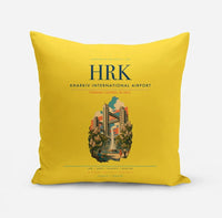 Thumbnail for Kharkiv International Airport (HRK) design on yellow pillow