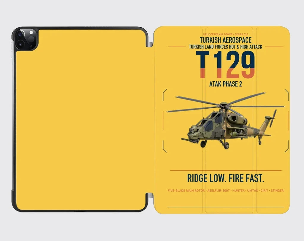 Turkish Aerospace T129 ATAK Phase 2 design on yellow ipad tablet case