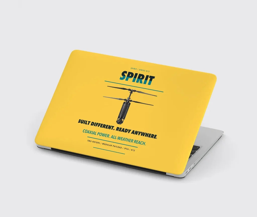Ascent AeroSystems Spirit design on yellow MacBook case