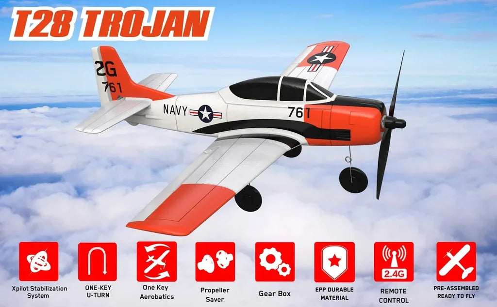 T28 4CH RC Airplane RTF (Xpilot, 1-Key Aerobatic)  761-9 - view 14