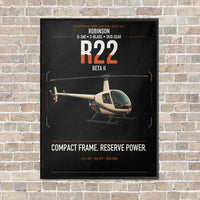 Thumbnail for Robinson R22 Beta II vertical canvas print - framed - black background