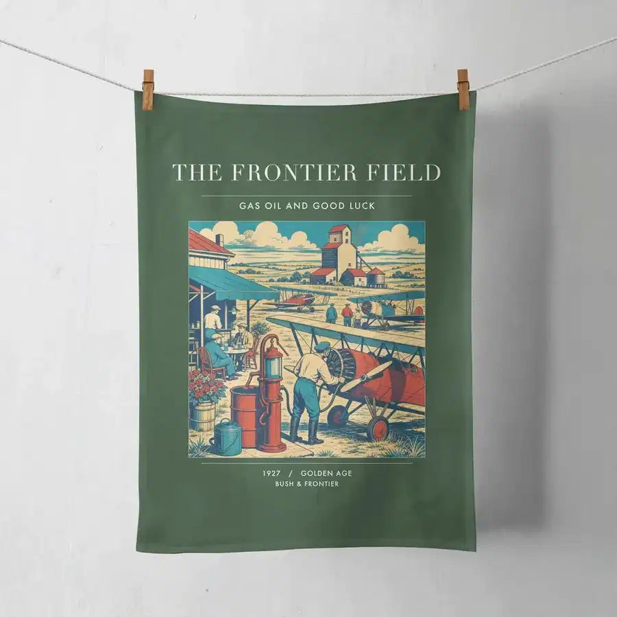 VINTAGE G4034 - The Frontier Field - Designed Towels design on darkgreen