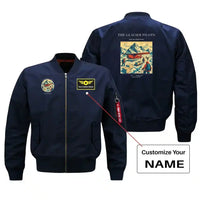Thumbnail for VINTAGE G4028 - The Glacier Pilots - Bomber Jacket design on blue+name