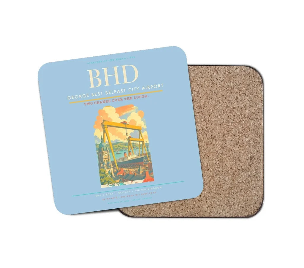 George Best Belfast City Airport BHD Coaster 1-Piece - Light Blue