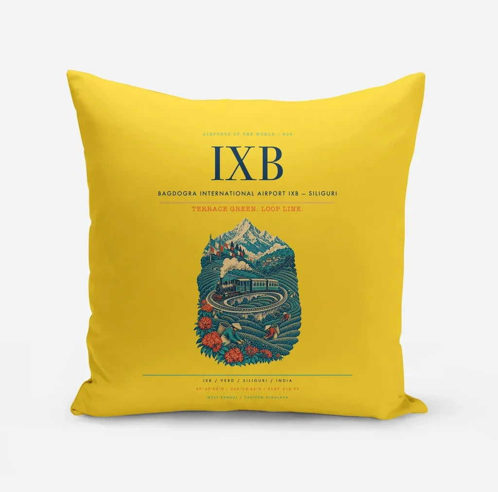 Bagdogra International Airport (IXB) design on yellow pillow