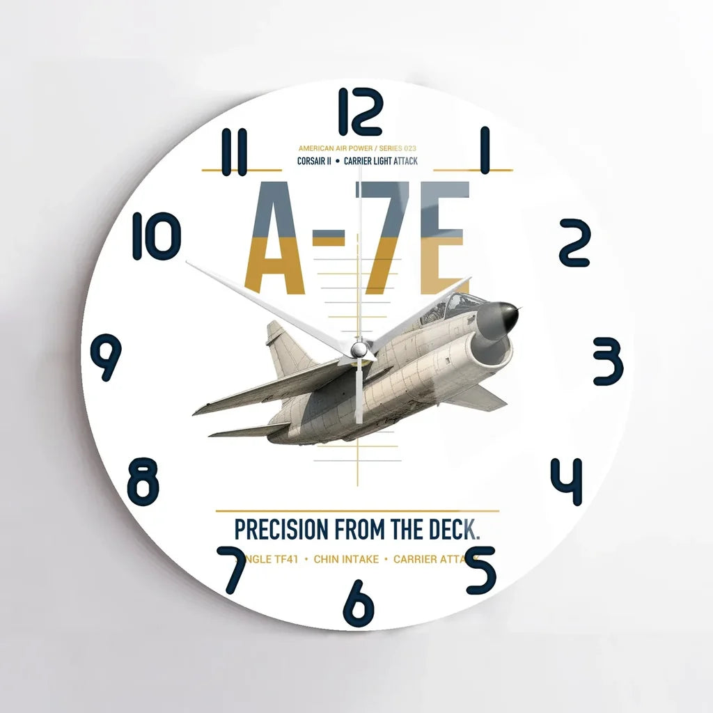 A-7E Corsair II design on white no frame wall clock