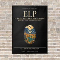 Thumbnail for El Paso International Airport ELP vertical canvas print - framed - black background