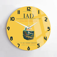 Thumbnail for Washington Dulles International Airport (IAD) design on yellow no frame wall clock