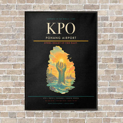 Pohang Airport KPO vertical canvas print - framed - black background