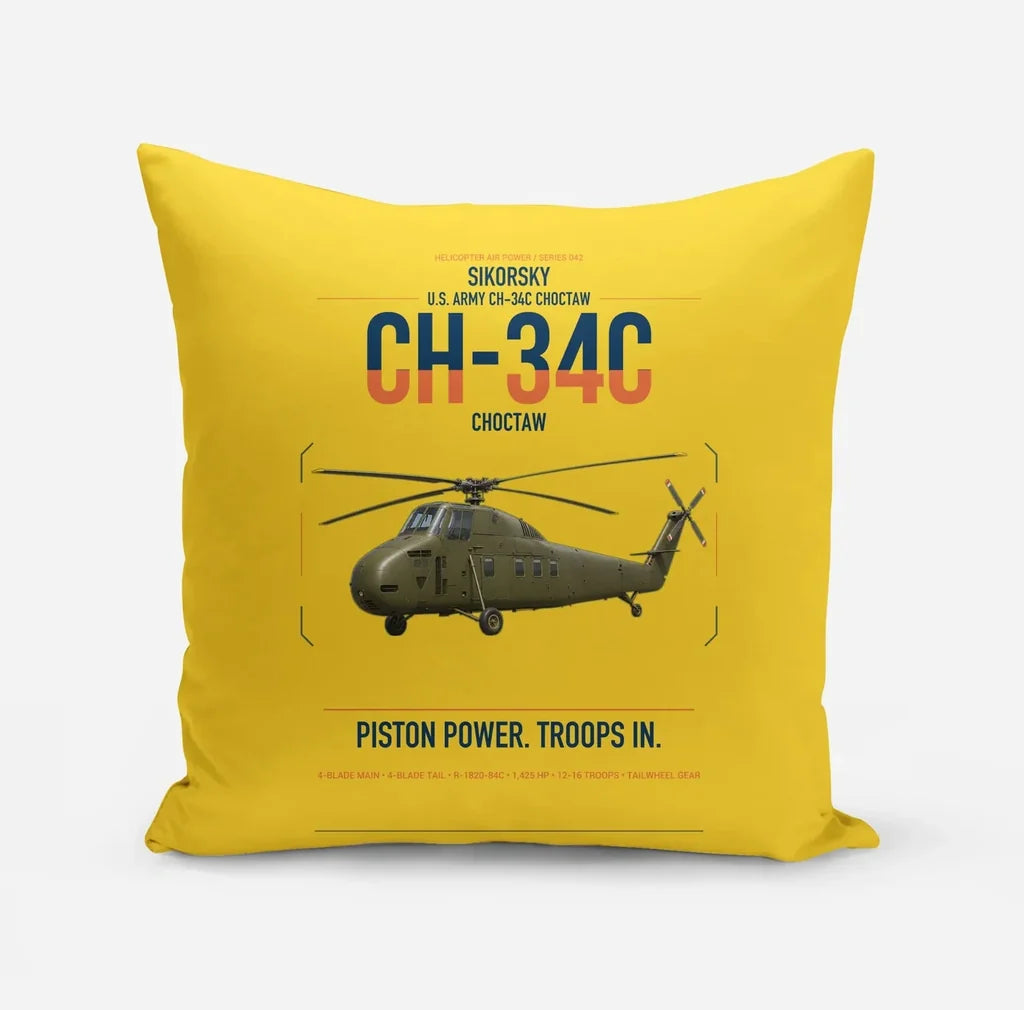 Sikorsky CH-34C Choctaw design on yellow pillow