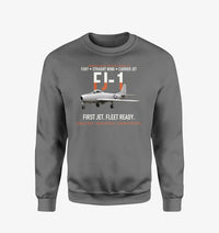 Thumbnail for FJ-1 Fury First Fury Straight Wing design on gray sweatshirt
