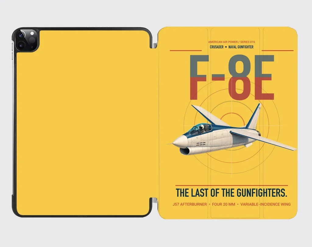 F-8E Crusader design on yellow ipad tablet case
