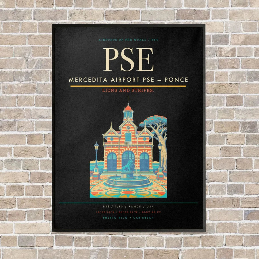 Mercedita Airport PSE — Ponce vertical canvas print - framed - black background