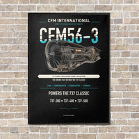 Thumbnail for CFM56-3 vertical canvas print - framed - black background